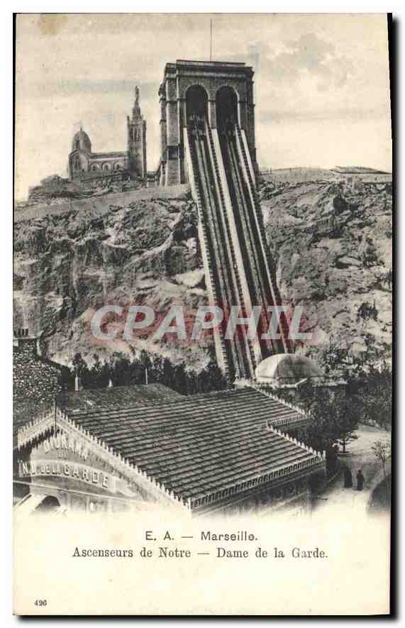CPA Marseille Ascenseurs de Notre Dame de la Garde 