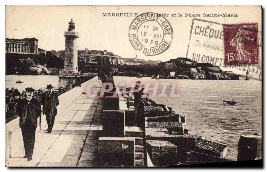 CPA Marseille la Jetee et le Phare Sainte Marie 
