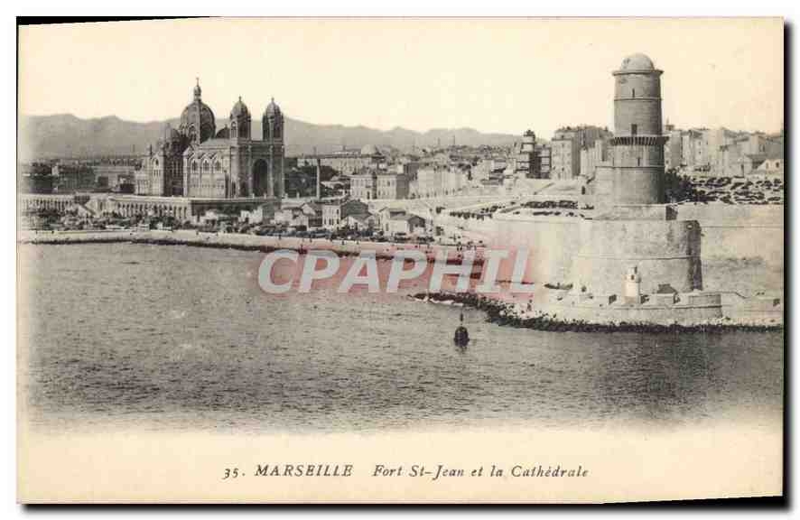 CPA Marseille Fort St Jean et la Cathedrale 