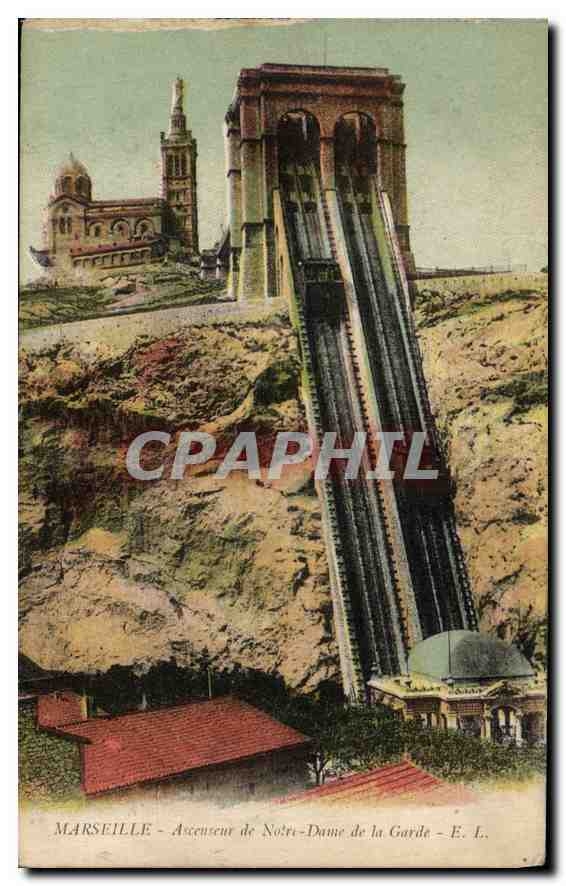 CPA Marseille Ascenseur de Notre Dame de la Garde 