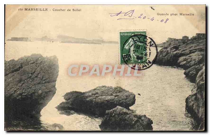 CPA Marseille Coucher de Soleil 