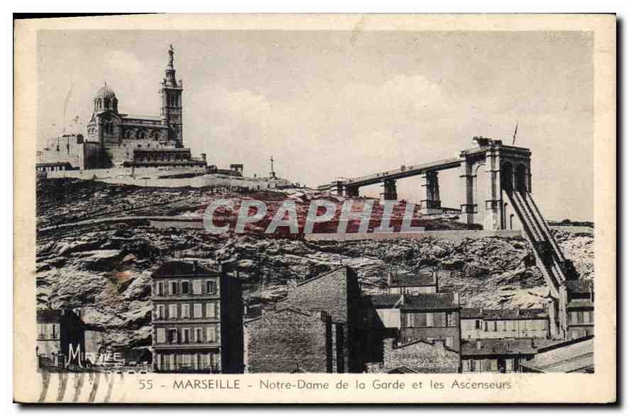 CPA Marseille Notre Dame de la Garde et les Ascenseurs