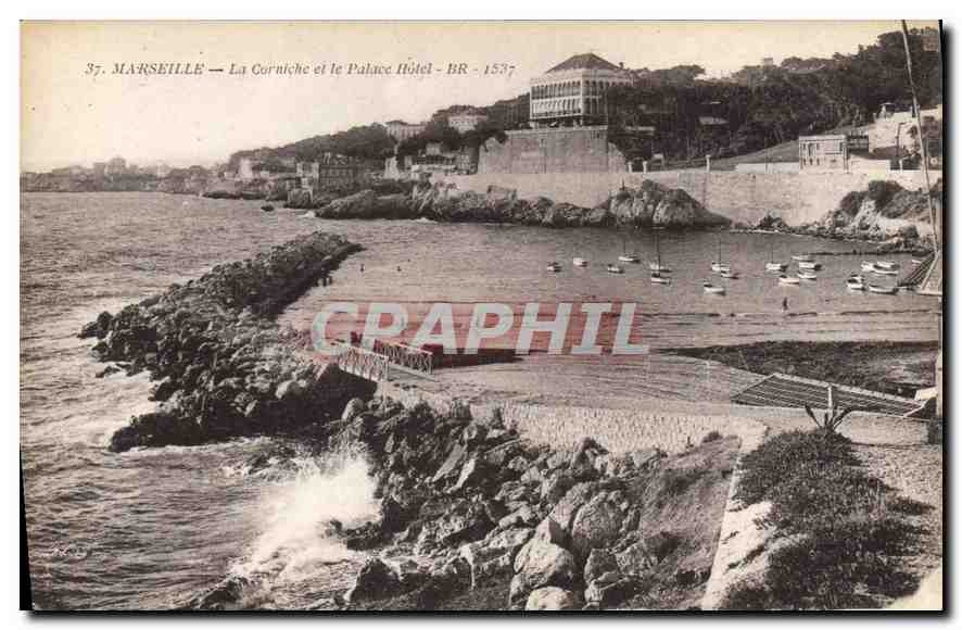 CPA Marseille la Corniche et la place hotel 