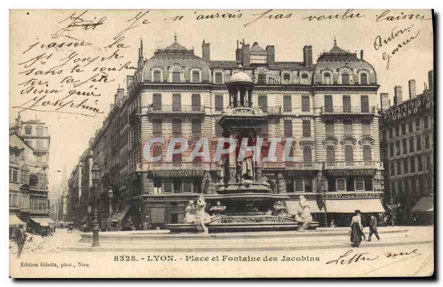 CPA Lyon place et Fontaine des Jacobins 