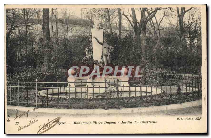 CPA Lyon Monument Pierre Dupont jardin des Chartreux 