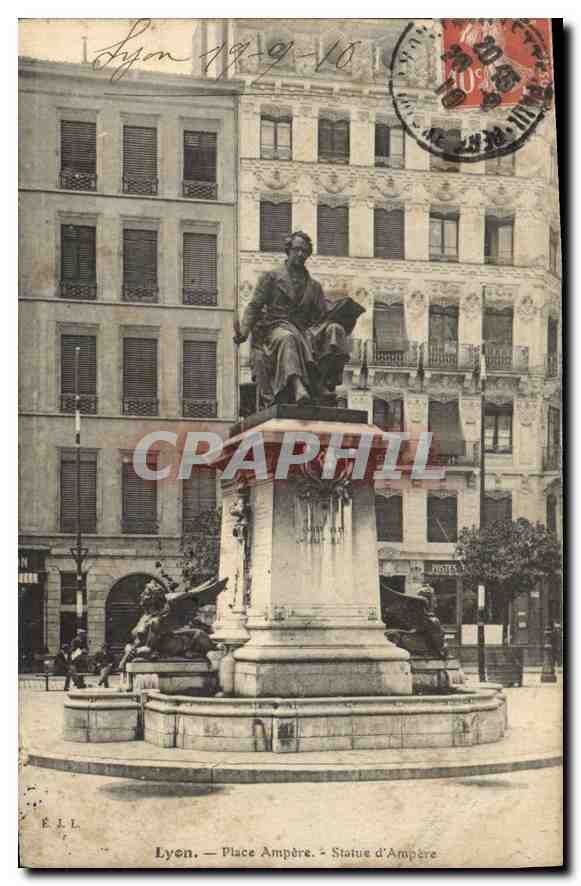 CPA Lyon Place Ampere Statue d'Ampere 