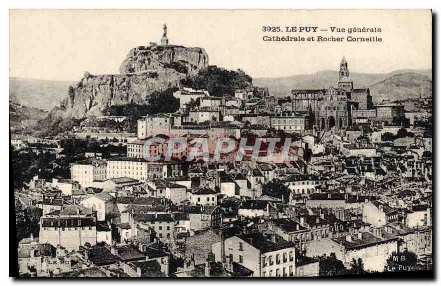 CPA Le Puy Vue generale Cathedrale et Rocher Corneille
