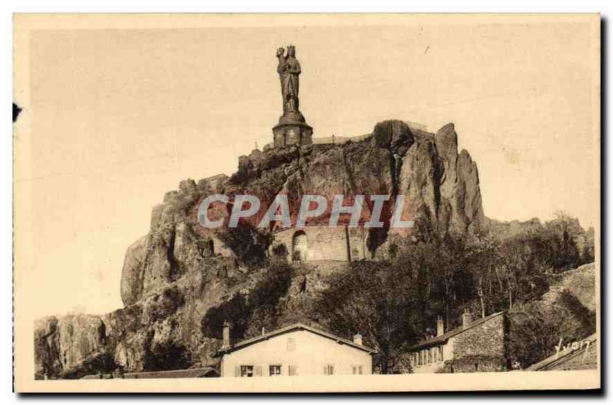 CPA Le Puy Haute Loire Statue de N D France sur le Rocher Corneille