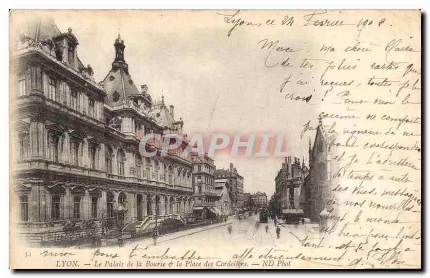 CPA Lyon Le Palais de la Bourse et la Place des Cordellers 