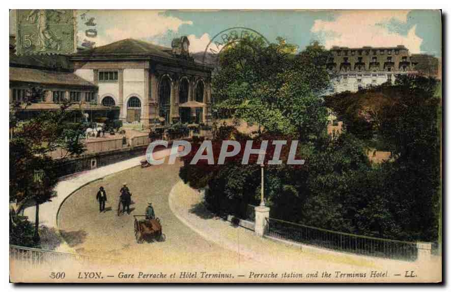 CPA Lyon Gare Perrache et Hotel Terminus 