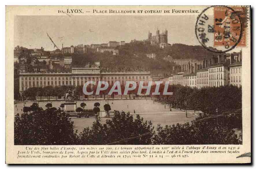 CPA Lyon Plave Bellecour et Coteau de Fourviere 