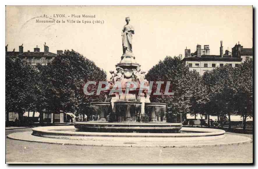 CPA Lyon Place Morand Monument de la Ville de Lyon