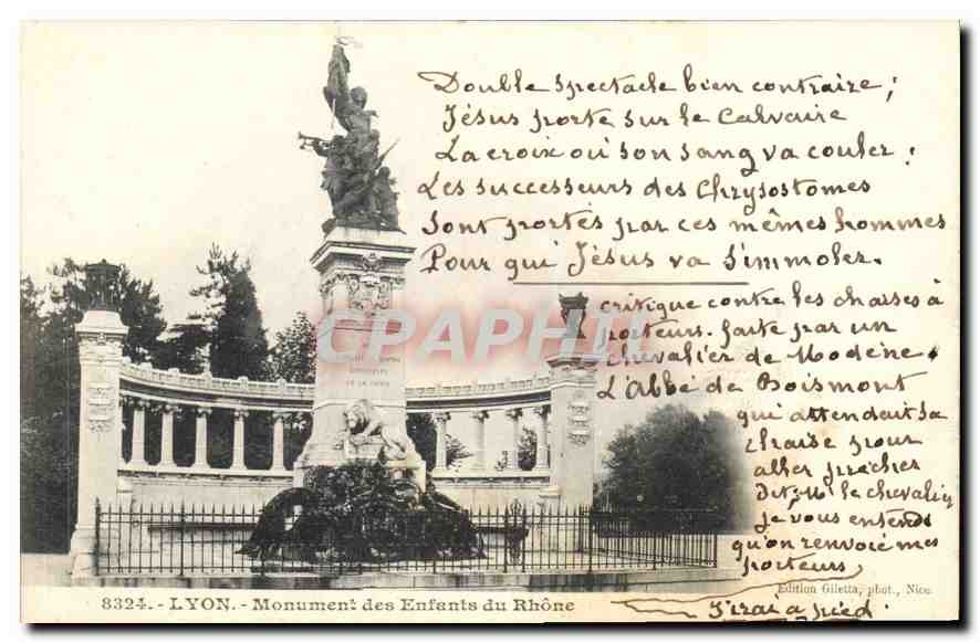 CPA Lyon Monuments des Enfants du Rhone