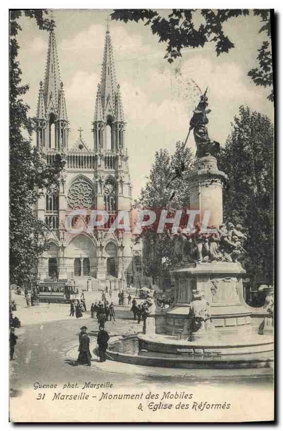 CPA Marseille Monument des Mobiles & Eglise des Reformes 