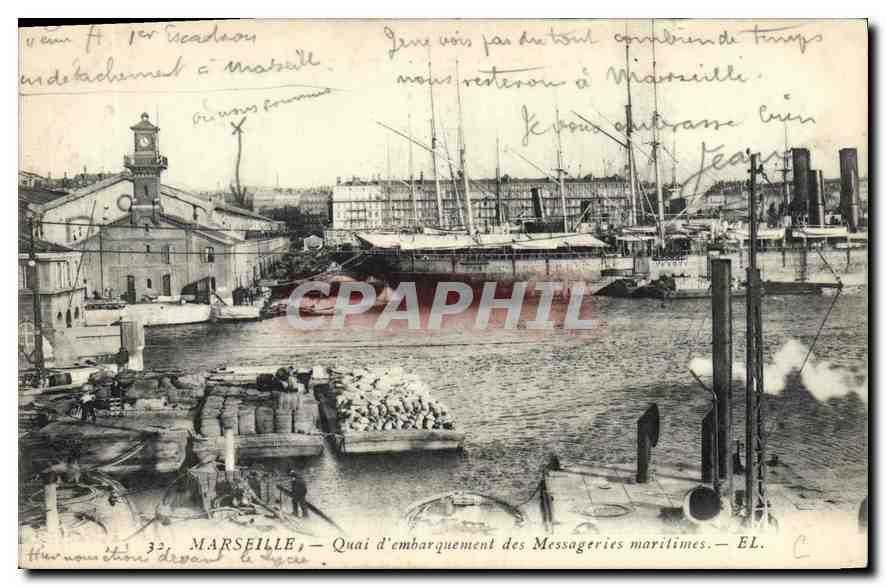 CPA Marseille Quai d'Embarquement des Messageries maritimes 