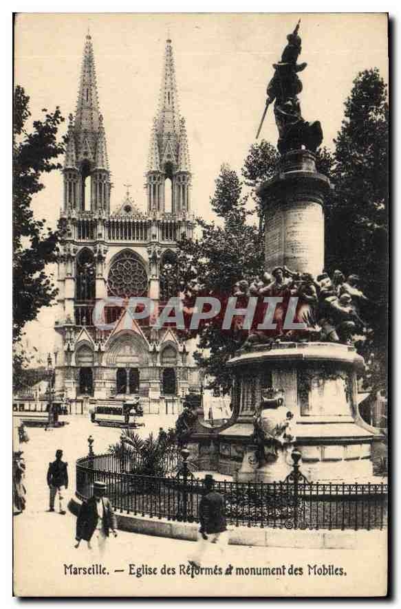 CPA Marseille Eglise des Reformes et Monument des Mobiles 