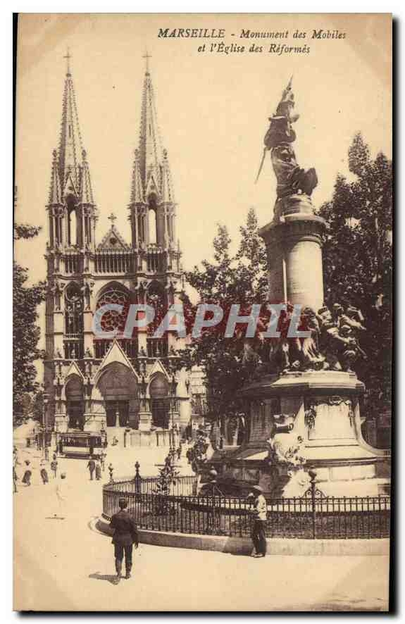 CPA Marseille Monument des Mobiles et les l'Eglise des Reformes 