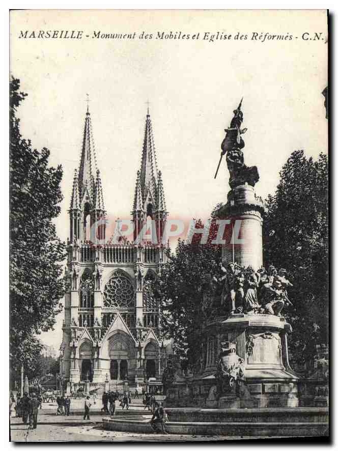 CPA Marseille Monument des Mobiles et Eglise des Reformes 