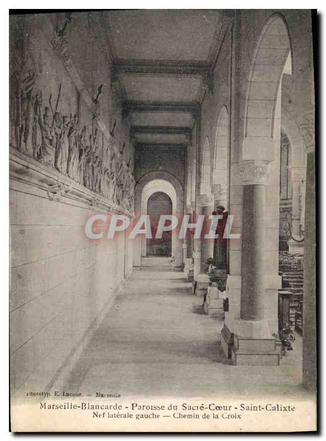 CPA Marseille Blancarde Paroisse du Sacre Coeur Saint Calixte Nef Laterale gauche Chemin de la Croix