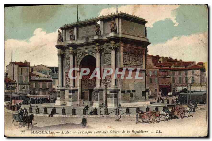 CPA Marseille L'Arc de Triomphe eleve aux Gloires de la Republique 