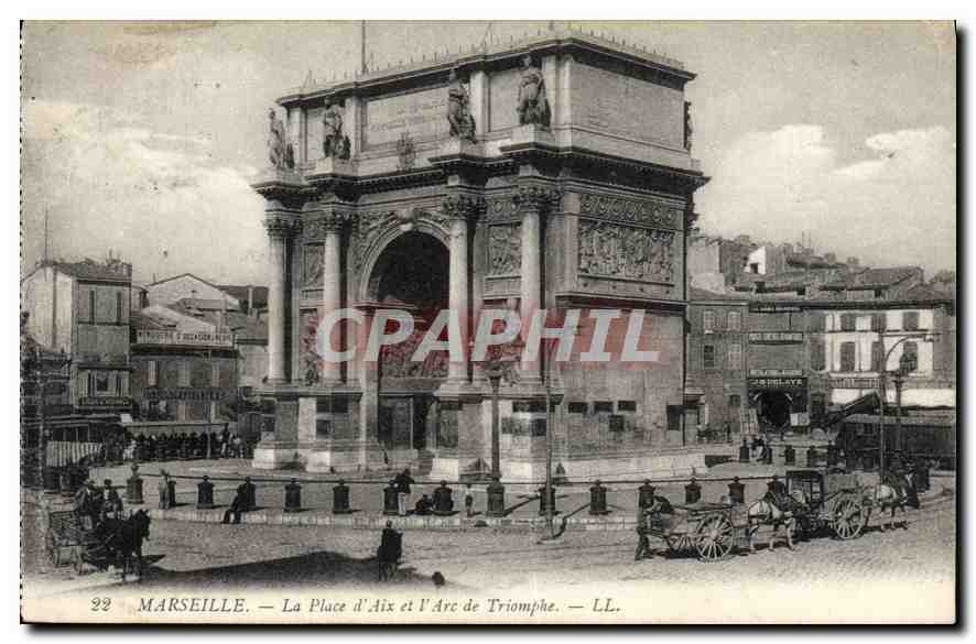 CPA Marseille La Place d'Aix et l'Arc de Triomphe 