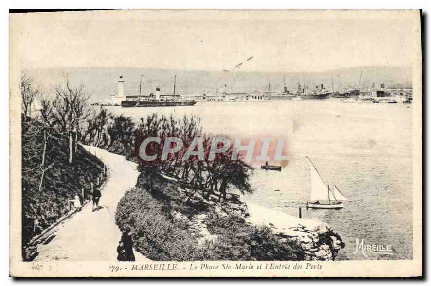 CPA Marseille Le Phare Ste Marie et l'Entree Paris 