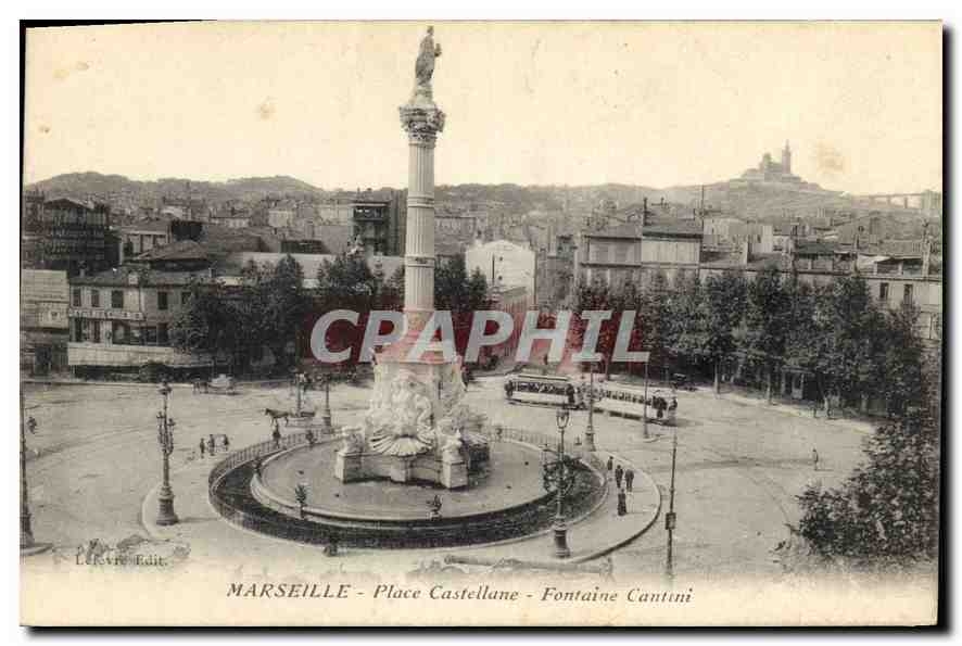 CPA Marseille Place Castellane Fontaine Cantini 