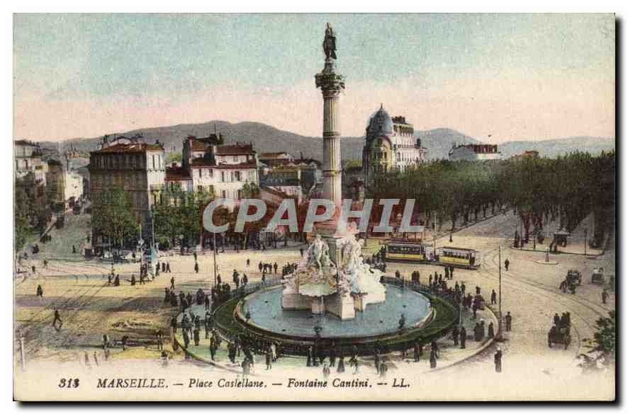 CPA Marseille Place Castellane Fontaine Cantini 