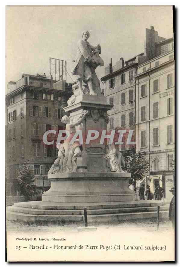 CPA Marseille Monument de Pierre Puget H Lombard sculpteur 
