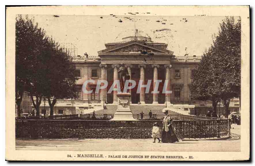 CPA Marseille Palais de Justice et Statue Berryer