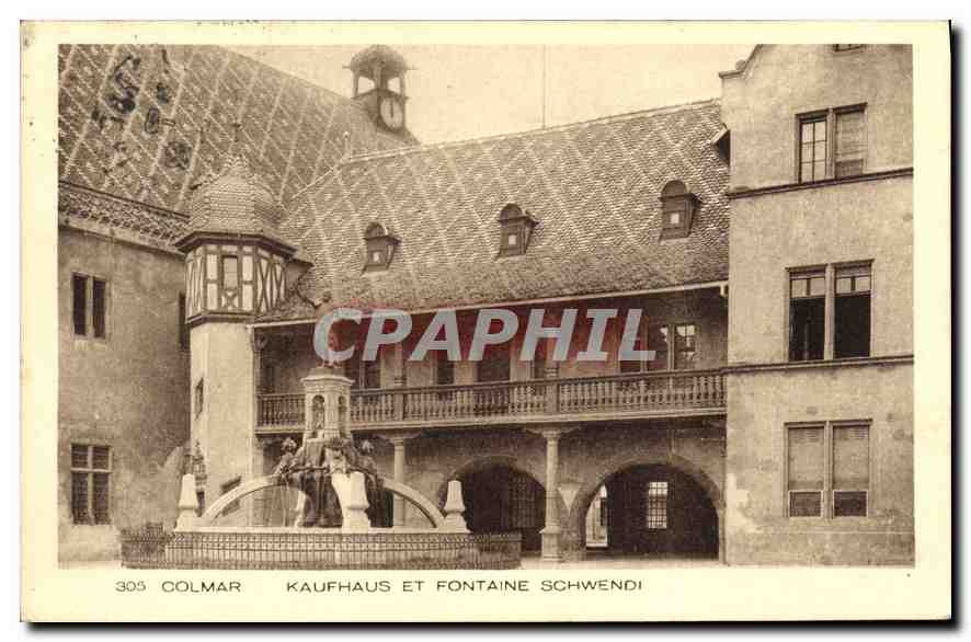 CPA Colmar Kaufhaus et Fontaine Schwendi 