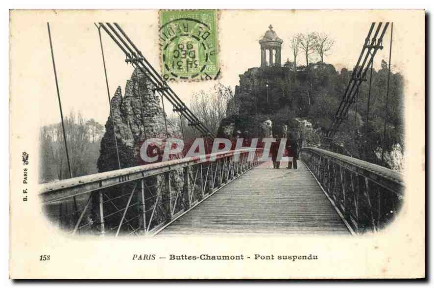 CPA Paris Buttes Chaumont Pont suspendu 