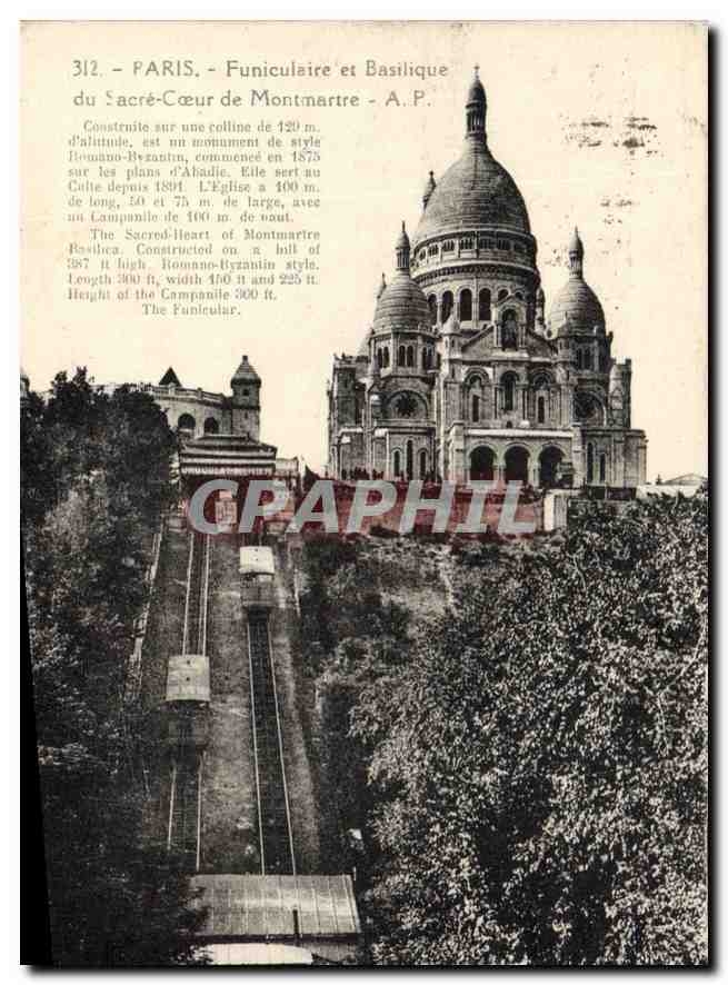 CPA Paris Funiculaire et Basilique du Sacre Coeur de Montmartre