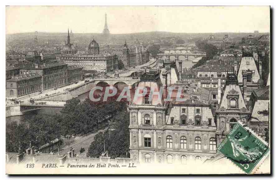 CPA Paris Panorama des Huit Ponts Tour Eiffel