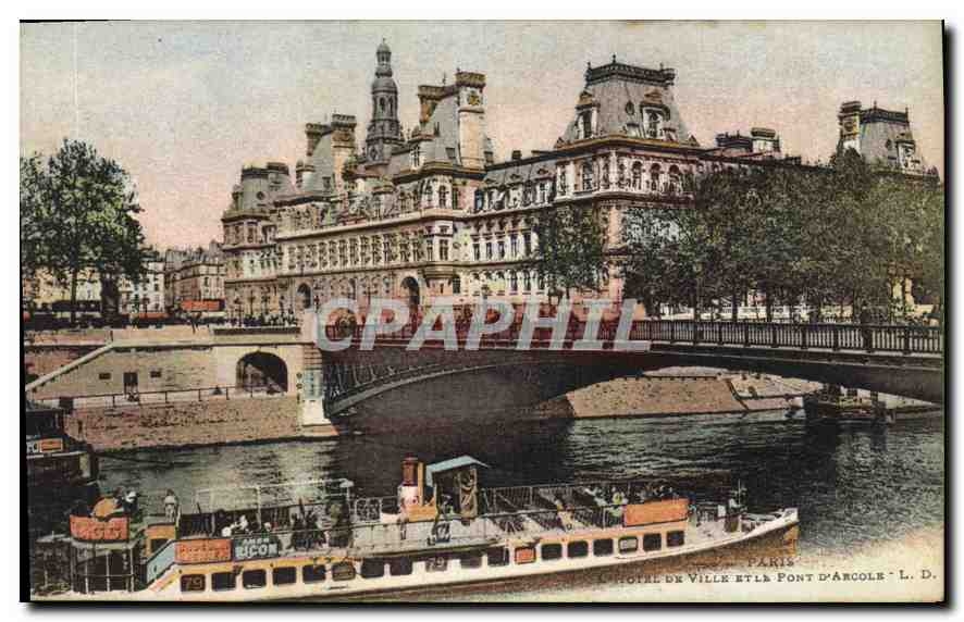 CPA Paris l'Hotel de Ville et la Pont d'Arcole
