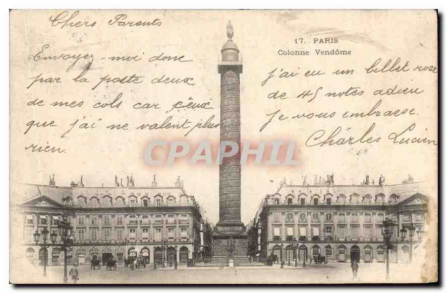 CPA Paris Colonne Vendome