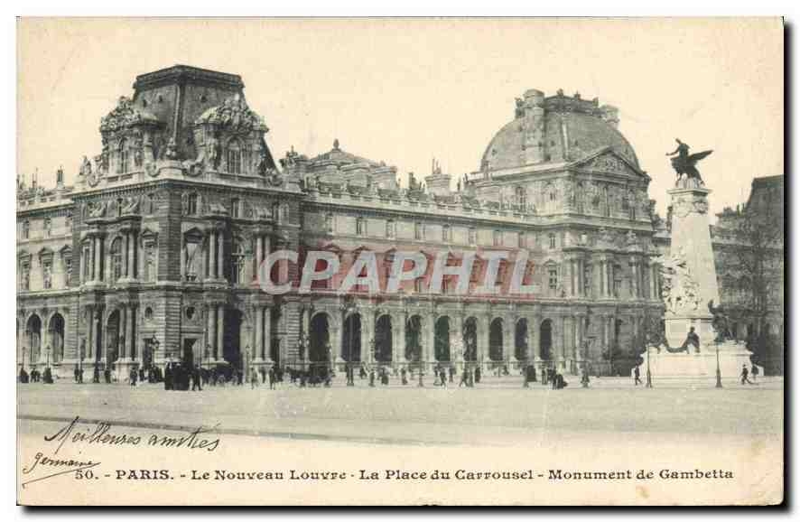CPA Paris Le Nouveau Louvre La Place du Carrousel Monument de Gambetta