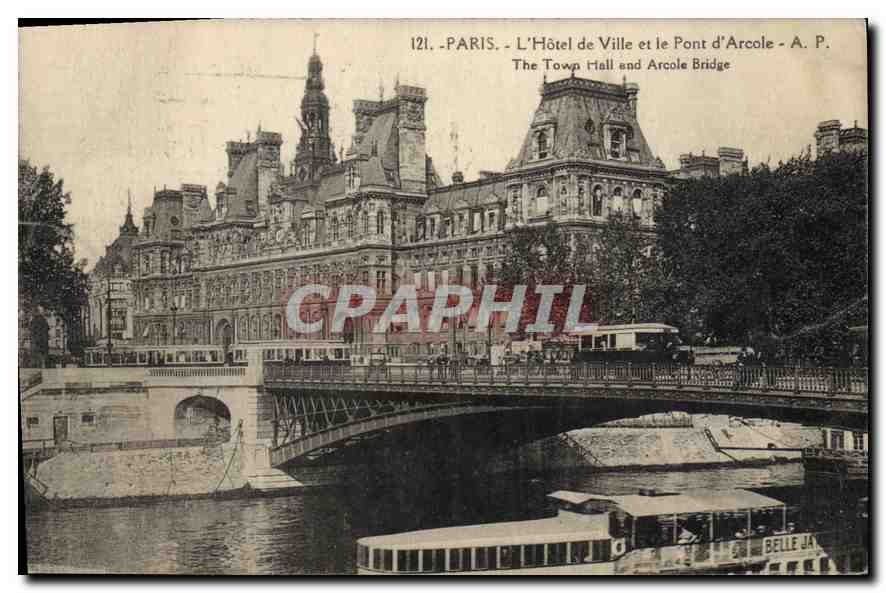 CPA Paris L'Hotel de Ville et le Pont d'Arcole