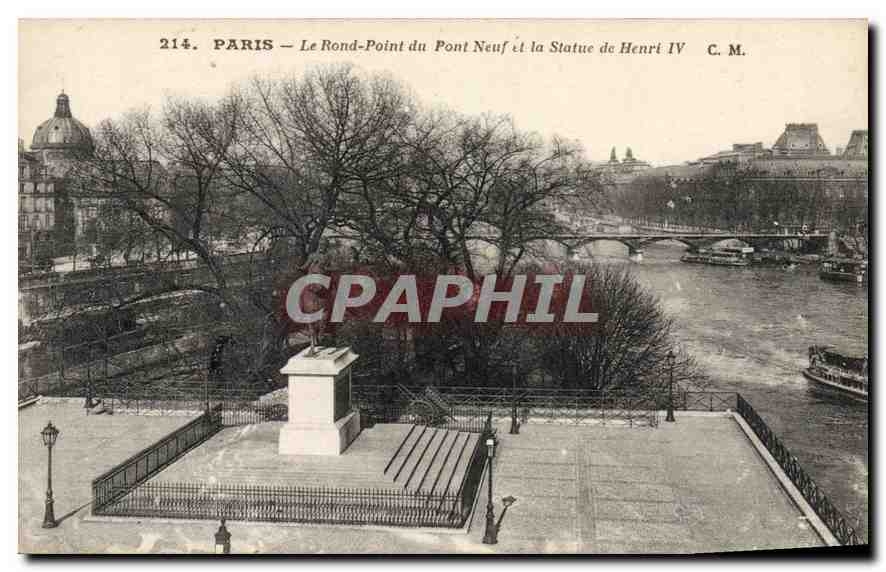 CPA Paris Le Rond Point du Pont Neuf et la Statue de Henri IV