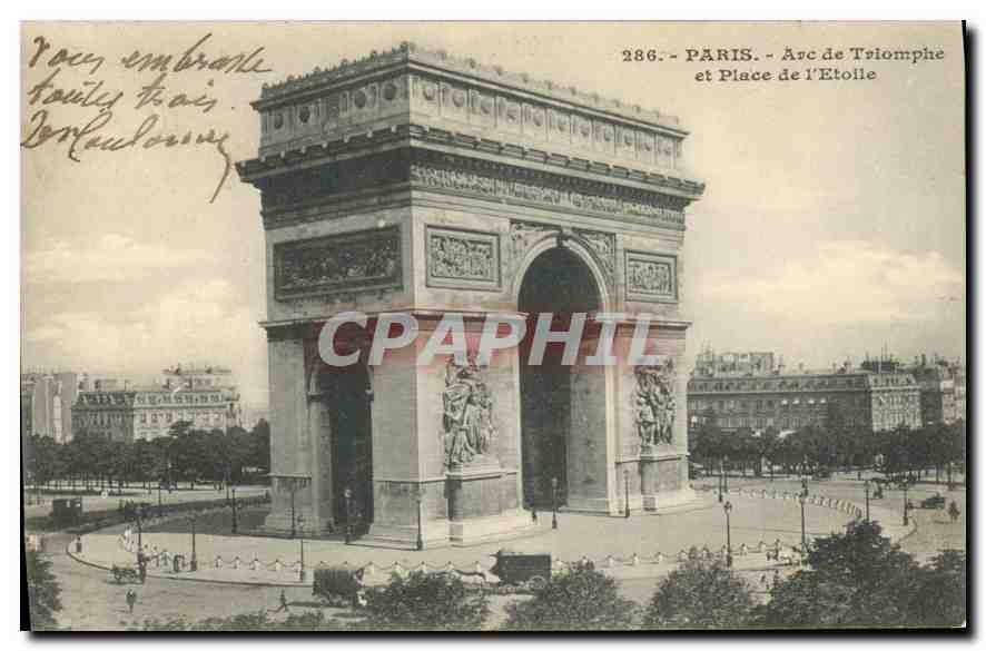 CPA Paris Arc de Triomphe et Place de l'Etoile