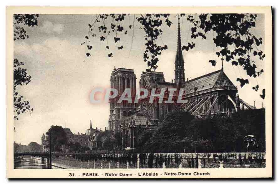 CPA Paris Notre Dame L'Abside Notre Dame Church