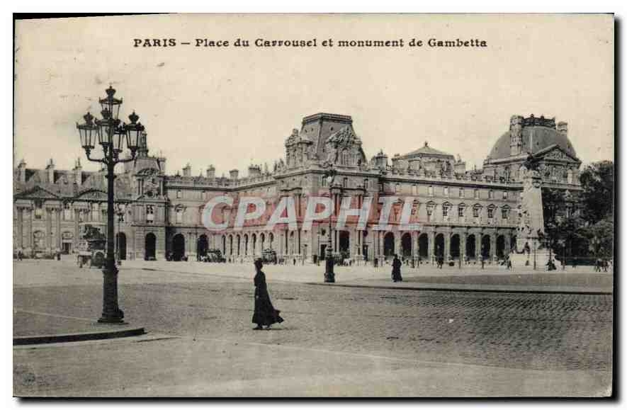 CPA Paris Place du Carrousel et Monument de Gambetta