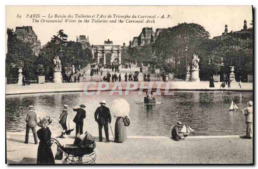 CPA Paris Le Bassins des Tuileries et l'Arc de Triomphe du Carrousel