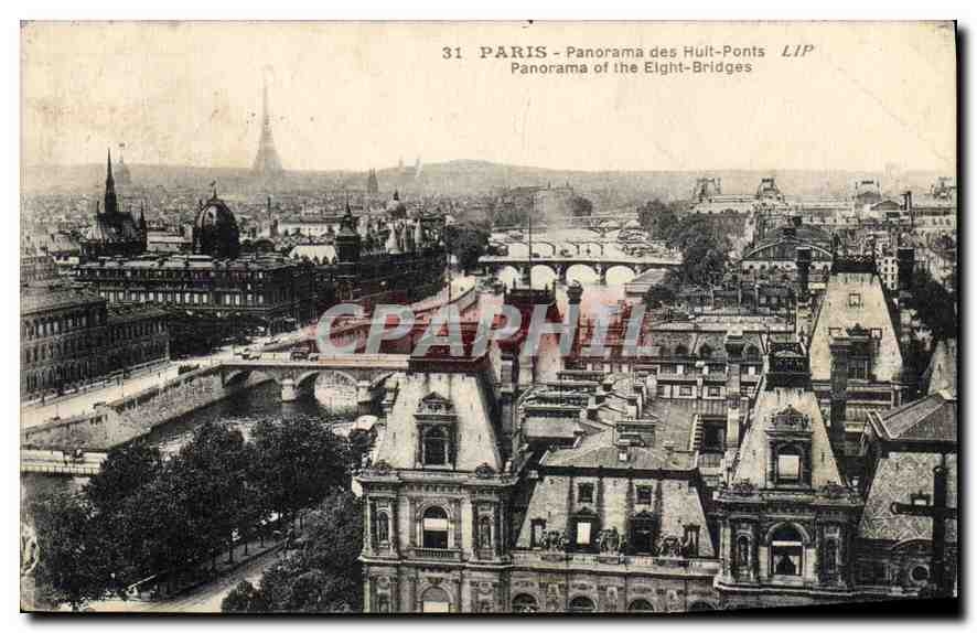 CPA Paris Panorama des Huit Ponts Tour Eiffel