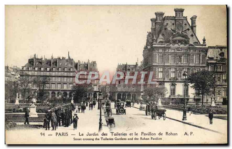 CPA Paris Le Jardin des Tuileries et le Pavillon de Rohan