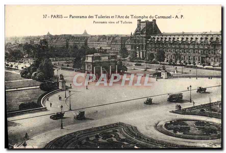 CPA Paris Panorama des Tuileries et l'Arc de Triomphe du Carrousel
