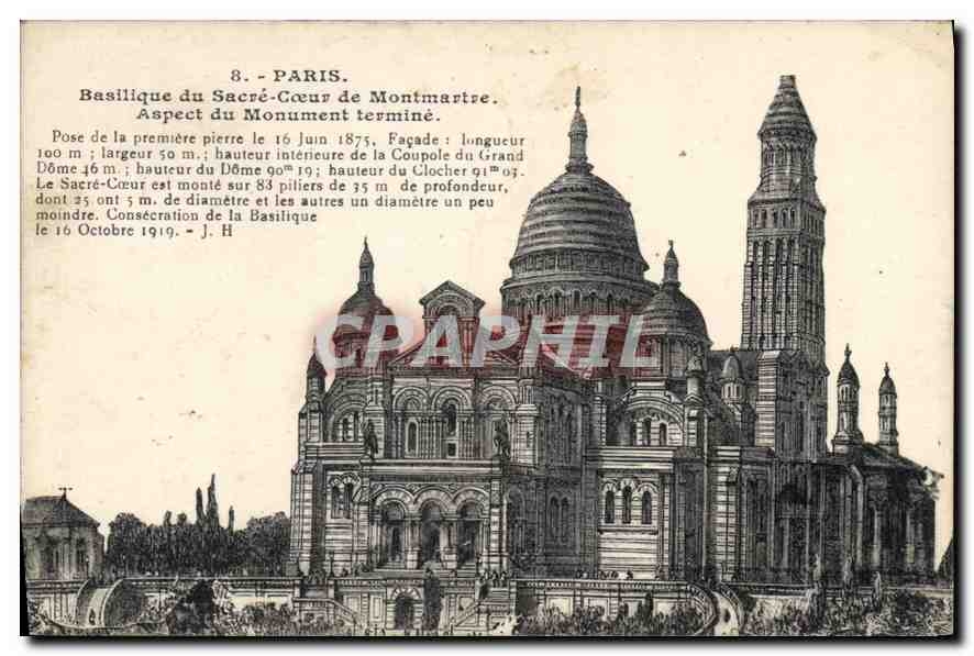CPA Paris Basilique du Sacre Coeur de Montmartre Aspect du Monument Termine