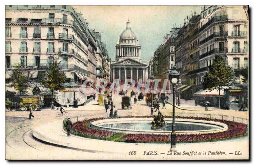 CPA Paris La Rue Souflot et le Pantheon
