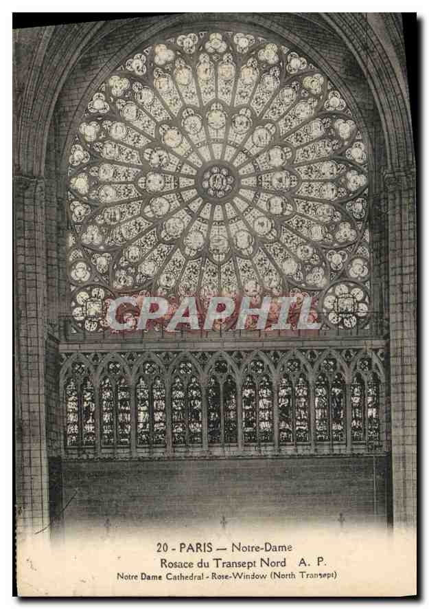 CPA Paris Notre Dame Rosace du Transept Nord
