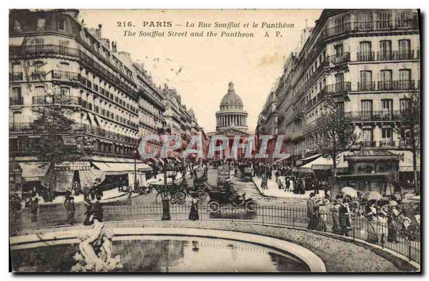 CPA Paris La Rue Soufflot et le Pantheon